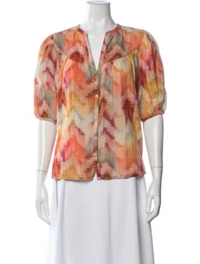 Pre-owned Ba&sh Printed V-neck Blouse In Neutrals