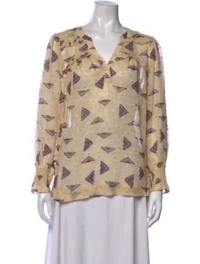 Pre-owned Ba&sh Printed V-neck Blouse In Neutrals