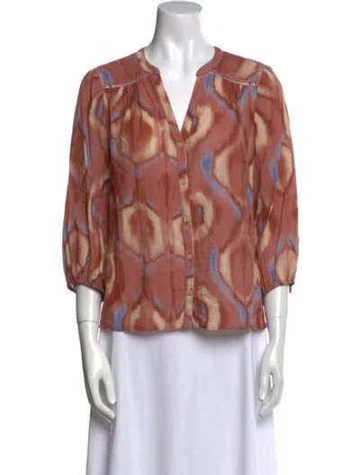 Pre-owned Ba&sh Printed V-neck Blouse In Pink