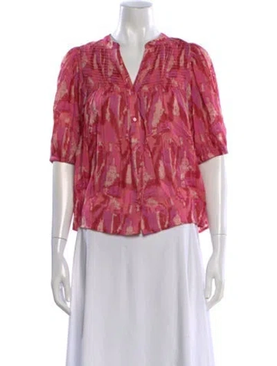 Pre-owned Ba&sh Printed V-neck Blouse In Pink