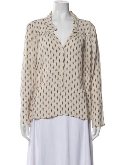 Pre-owned Ba&sh Printed V-neck Blouse In Pink