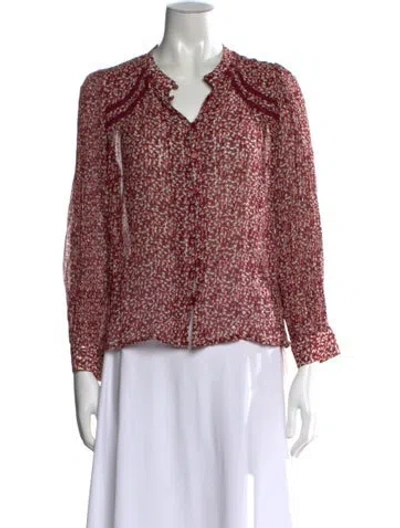 Pre-owned Ba&sh Printed V-neck Blouse In Pink