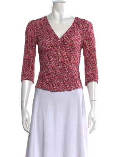 Pre-owned Ba&sh Printed V-neck Blouse In Pink