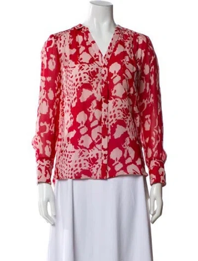 Pre-owned Ba&sh Printed V-neck Blouse In Red