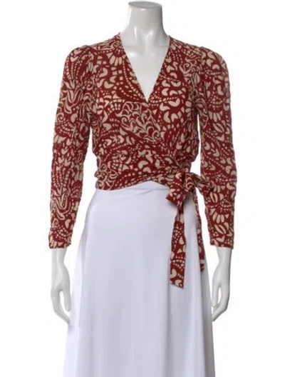 Pre-owned Ba&sh Printed V-neck Blouse In Red