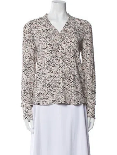 Pre-owned Ba&sh Printed V-neck Blouse W/ Tags In Pink