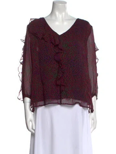 Pre-owned Ba&sh Printed V-neck Blouse W/ Tags In Purple
