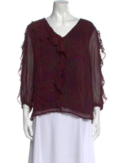 Pre-owned Ba&sh Printed V-neck Blouse W/ Tags In Purple