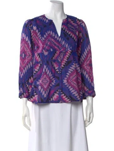 Pre-owned Ba&sh Printed V-neck Blouse W/ Tags In Purple