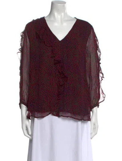 Pre-owned Ba&sh Printed V-neck Blouse W/ Tags In Purple