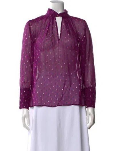 Pre-owned Ba&sh Printed V-neck Blouse W/ Tags In Purple