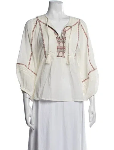 Pre-owned Ba&sh Printed V-neck Blouse In Yellow