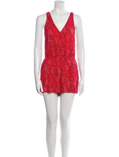 Pre-owned Ba&sh Printed V-neck Romper In Red