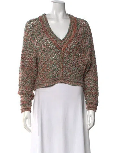 Pre-owned Ba&sh Printed V-neck Sweater In Multi