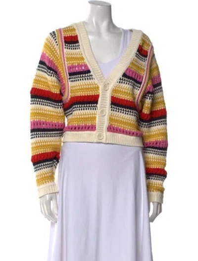Pre-owned Ba&sh Printed V-neck Sweater In Yellow