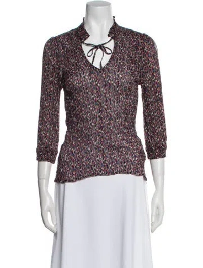 Pre-owned Ba&sh Printed V-neck Top
