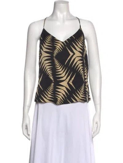 Pre-owned Ba&sh Printed V-neck Top In Black