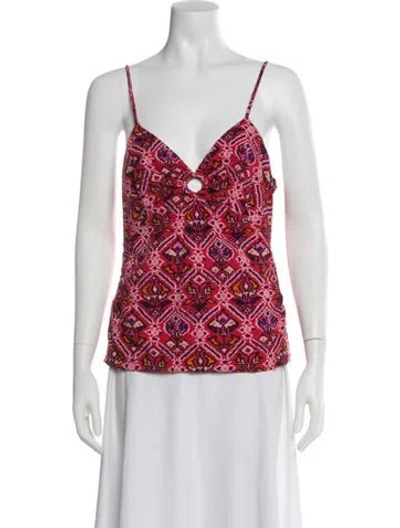Pre-owned Ba&sh Printed V-neck Top In Red