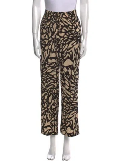 Pre-owned Ba&sh Printed Wide Leg Pants In Black