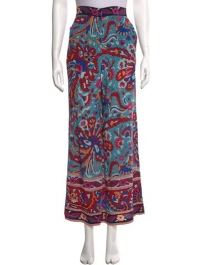Pre-owned Ba&sh Printed Wide Leg Pants In Black