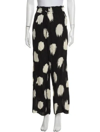 Pre-owned Ba&sh Printed Wide Leg Pants In Black