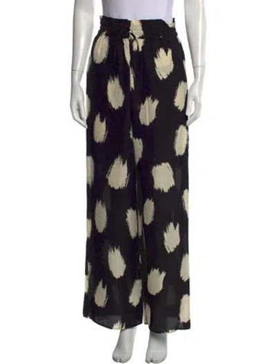 Pre-owned Ba&sh Printed Wide Leg Pants In Black