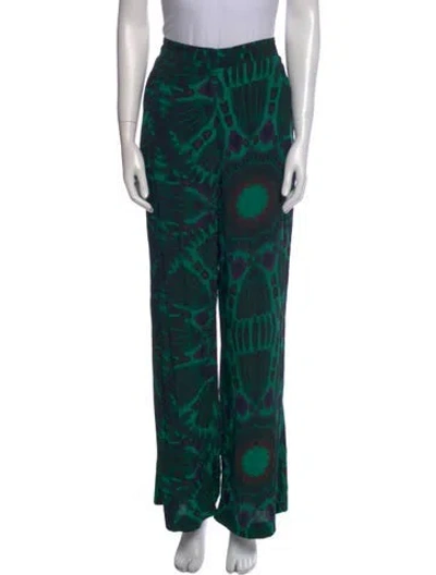 Pre-owned Ba&sh Printed Wide Leg Pants In Green