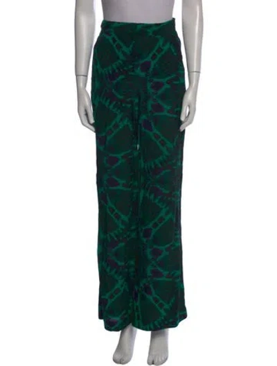 Pre-owned Ba&sh Printed Wide Leg Pants In Green