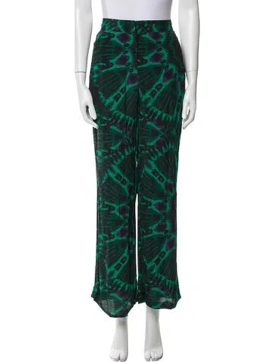 Pre-owned Ba&sh Printed Wide Leg Pants In Green