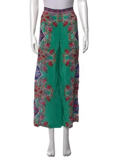 Pre-owned Ba&sh Printed Wide Leg Pants In Green