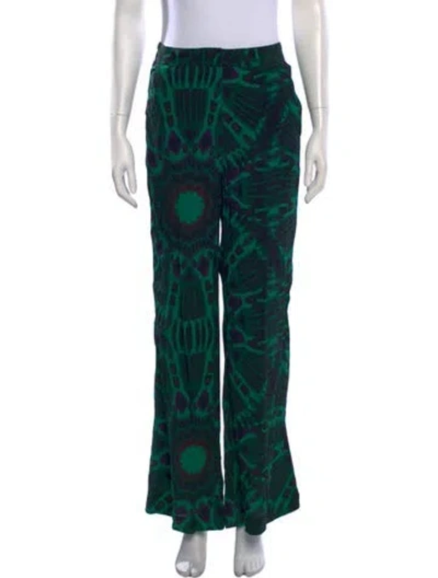 Pre-owned Ba&sh Printed Wide Leg Pants In Green