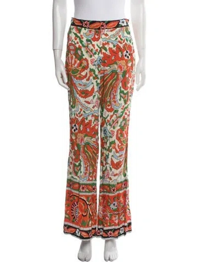 Pre-owned Ba&sh Printed Wide Leg Pants In Orange