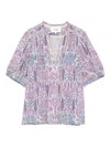 Ba&sh Pueblo Floral-print Puff-sleeve Top In Pink