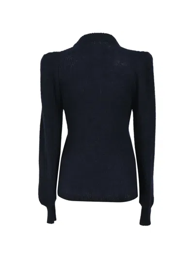 Pre-owned Ba&sh Puff-sleeve Polo Jumper In Blue