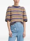 Ba&sh Puff-sleeve Striped T-shirt In Orange
