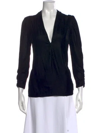 Pre-owned Ba&sh Pvc V-neck Blouse In Black