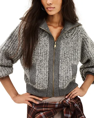 Ba&sh Ba & Sh Rabel Wool Blend Zip Up Cardigan In Gray