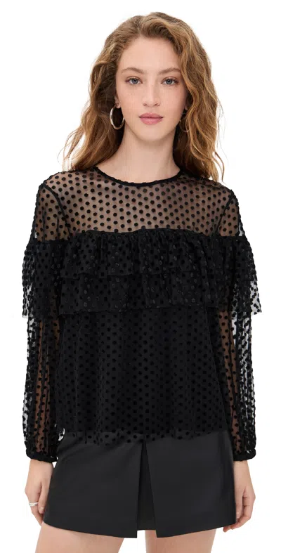 Ba&sh Raff Mesh Blouse Noir In Black