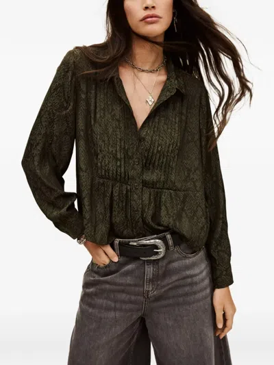 Ba&sh Riata Animal-pattern Shirt In Green