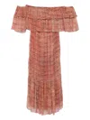 Ba&sh Robbie Off-shoulder Pleated Maxi Dress In Pink