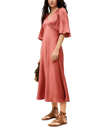 Ba&sh Charlotte Gathered-detail V-neck Dress In Pink