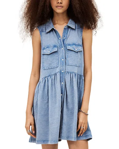 Ba&sh Ba & Sh Robe Ilona Denim Dress In Sky Blue In Multi