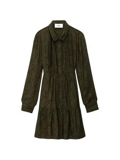 Ba&sh Rosyna Snake-pattern Mini Dress In Green