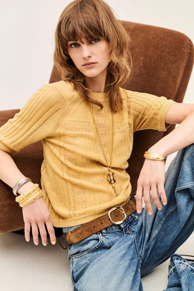Ba&sh Round Collar Jumper Philo For Women In Yellow
