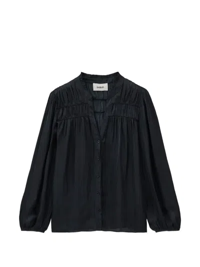 Ba&sh Ruched Long-sleeve Blouse In Blue