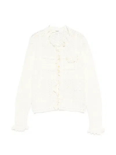 Ba&sh Ruffled Crochet Cardigan In White