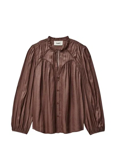 Ba&sh Ruffled-collar Button Shirt In Brown