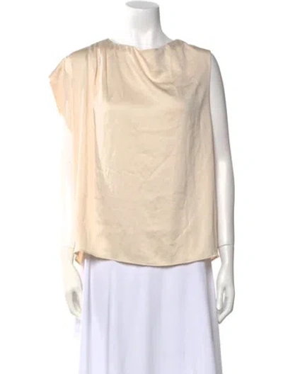 Pre-owned Ba&sh Satin Scoop Neck Blouse In Neutral