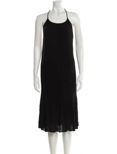 Pre-owned Ba&sh Scoop Neck Midi Length Dress In Black