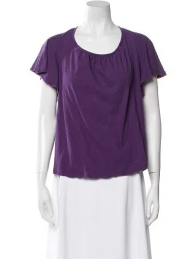 Pre-owned Ba&sh Scoop Neck Short Sleeve Blouse W/ Tags In Purple